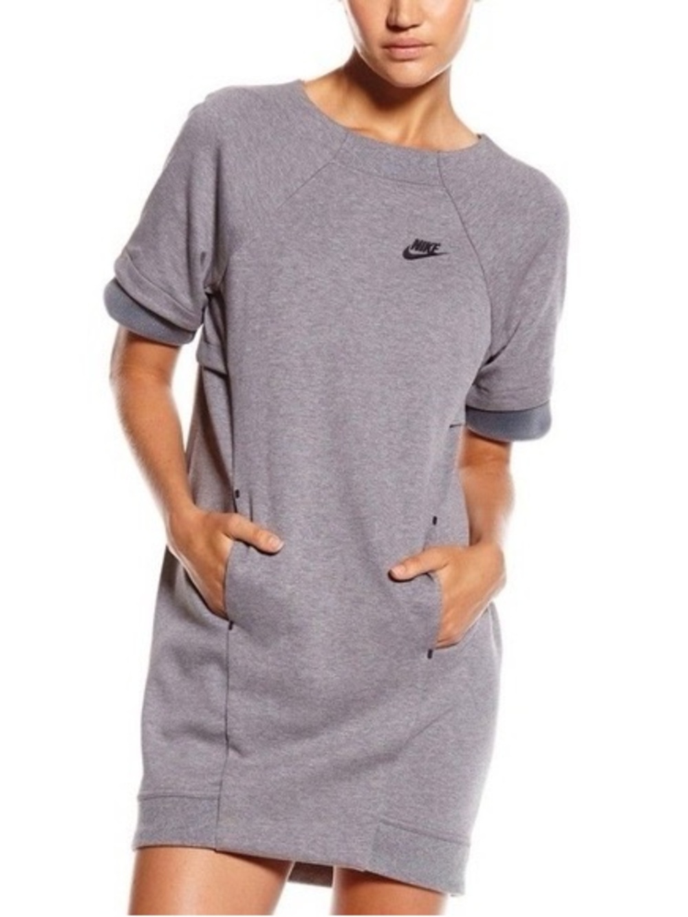 Nike Grey Short-Sleeve Sweatshirt Mini Dress